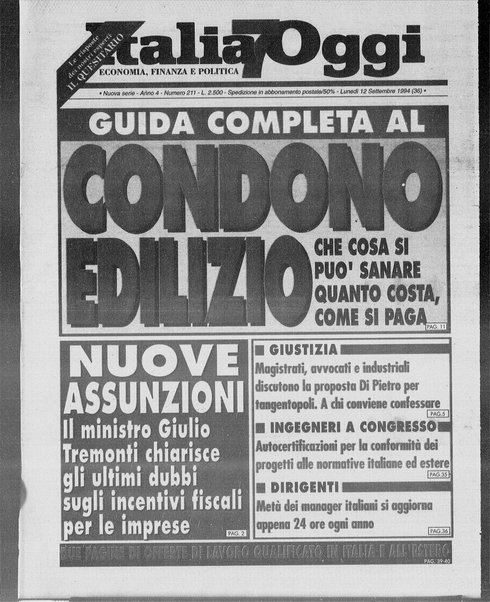 Italia oggi : quotidiano di economia finanza e politica